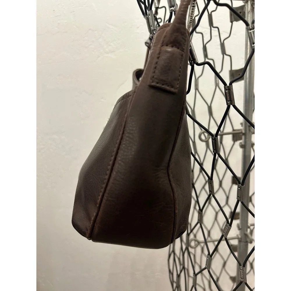 Fossil Dark Brown Pebbled Leather Small Crossbody Bag with Key Charm